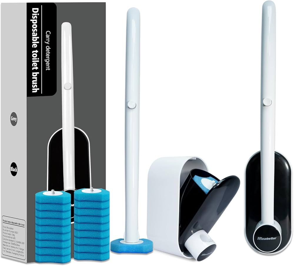2Pack Disposable Toilet Brush and Holder with 16 Toilet Bowl Wand Refills Loaded Scrubbing Soluti... | Amazon (US)