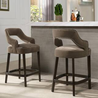 Moderne 26 Counter Height Bar Stool (Set of 2), Deep Mink | The Home Depot