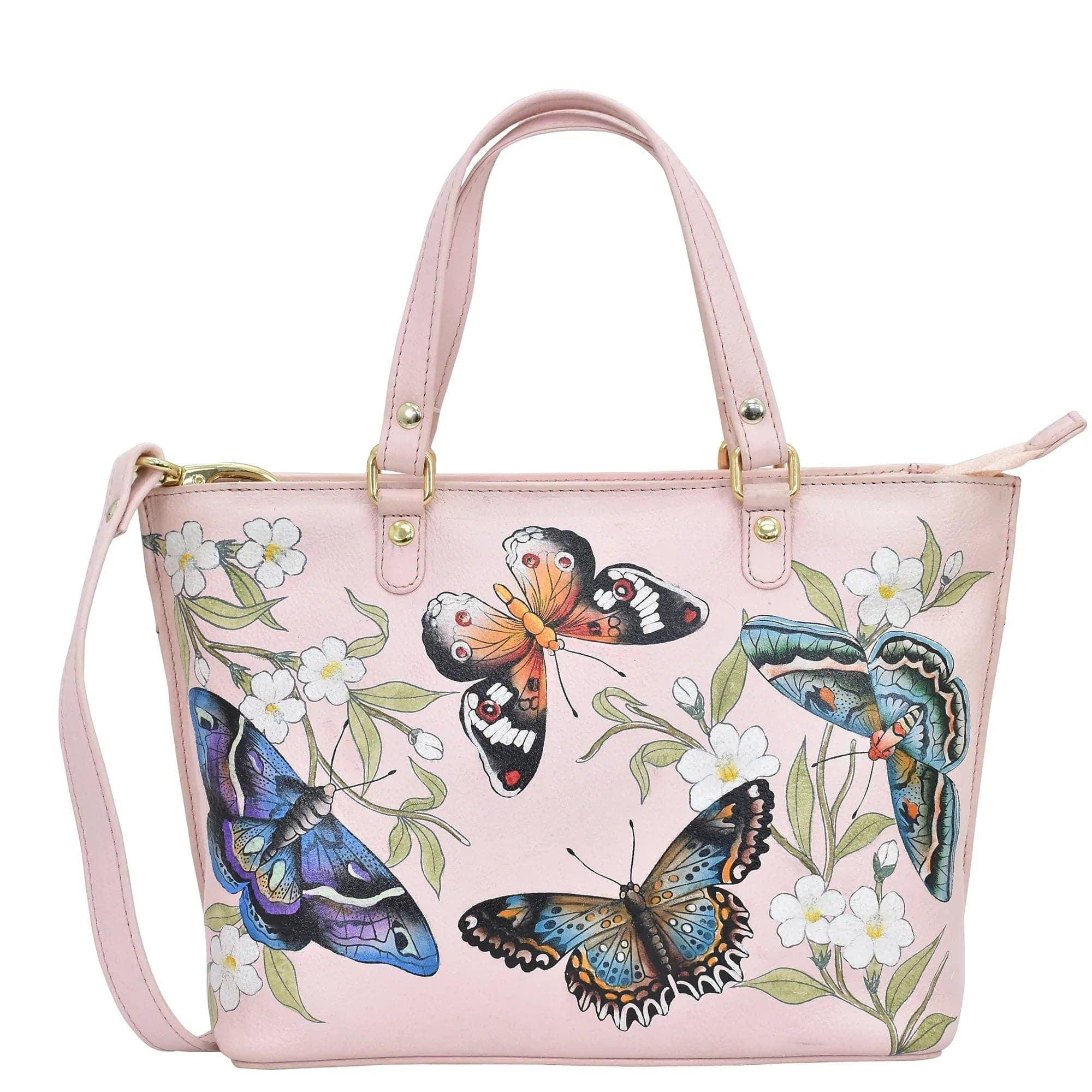 Buy Butterfly Melody Leather Hand Painted Medium Tote - 693 – Anuschka Leather | Anuschka 