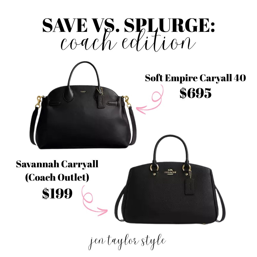 If you love the look of the Coach Empire  Carryall but don’t want to splurge on it, the Coach Outlet just dropped the Savannah Carryall! I was told by a Coach Outlet sales associate that this bag is meant to be very similar to the Empire but with a smaller price tag. 😉

#LTKStyleTip #LTKItBag #LTKOver40