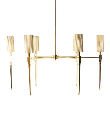 42x64.25 Fluted Brass Torchiere Chandelier | TJ Maxx