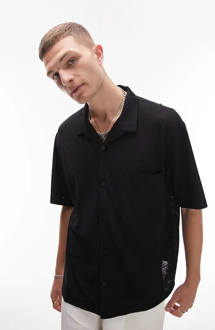 Oversize Jersey Camp Shirt | Nordstrom