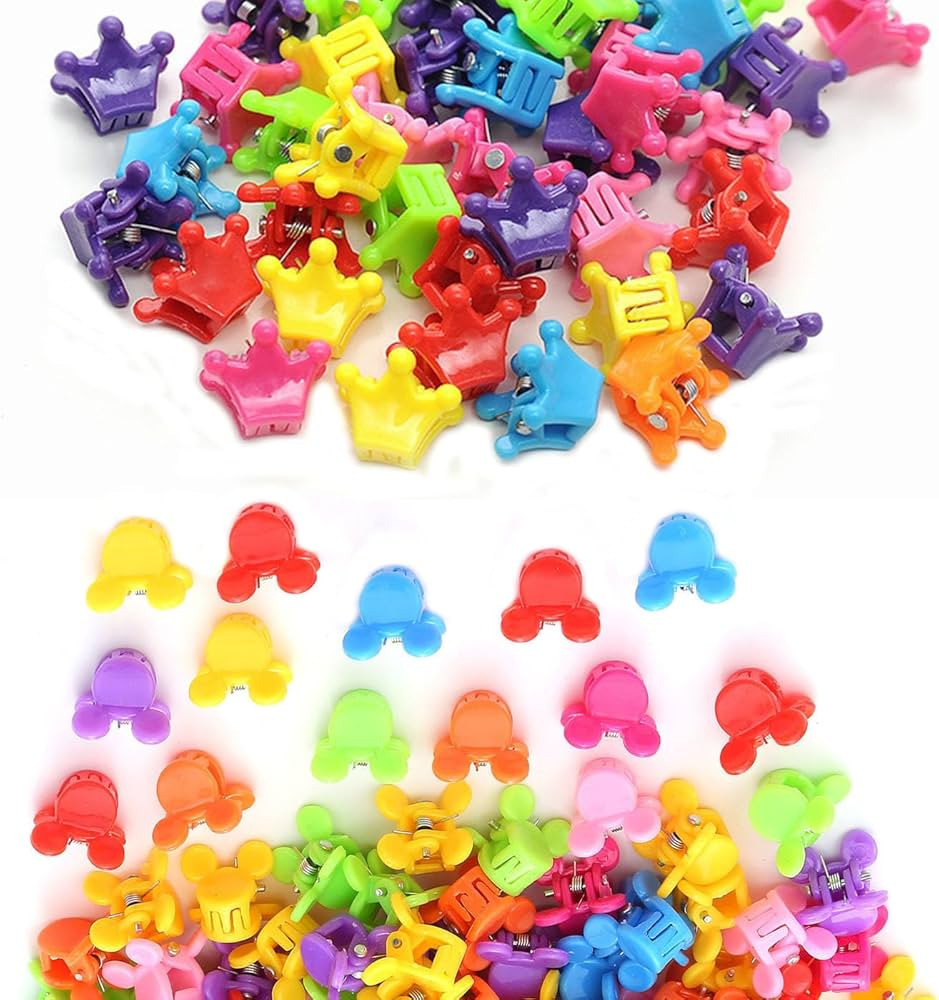 Cute Small Hair Clips for Girls,100 PCS Mini Crown and Mickey Hair Accessories Tiny Hairpin for K... | Amazon (US)