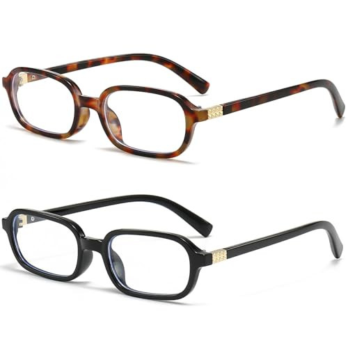 Breaksun Retro Rectangle Glasses for Women Men Small Square Blue Light Blocking Glasses Vintage Eyeglasses (Tortoise+Black) | Amazon (US)