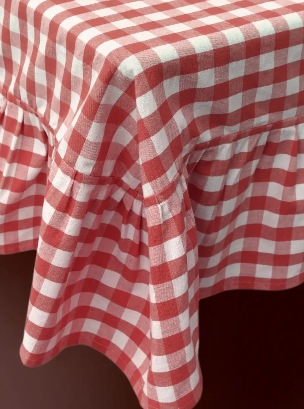 Red Ruffled Gingham Tablecloth | House of Jade Home