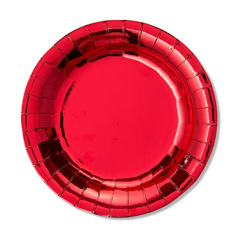 Valentine's Day Round Red Foil Disposable Paper Lunch Plates, 7 in, 8 Count, by Way To Celebrate | Walmart (US)