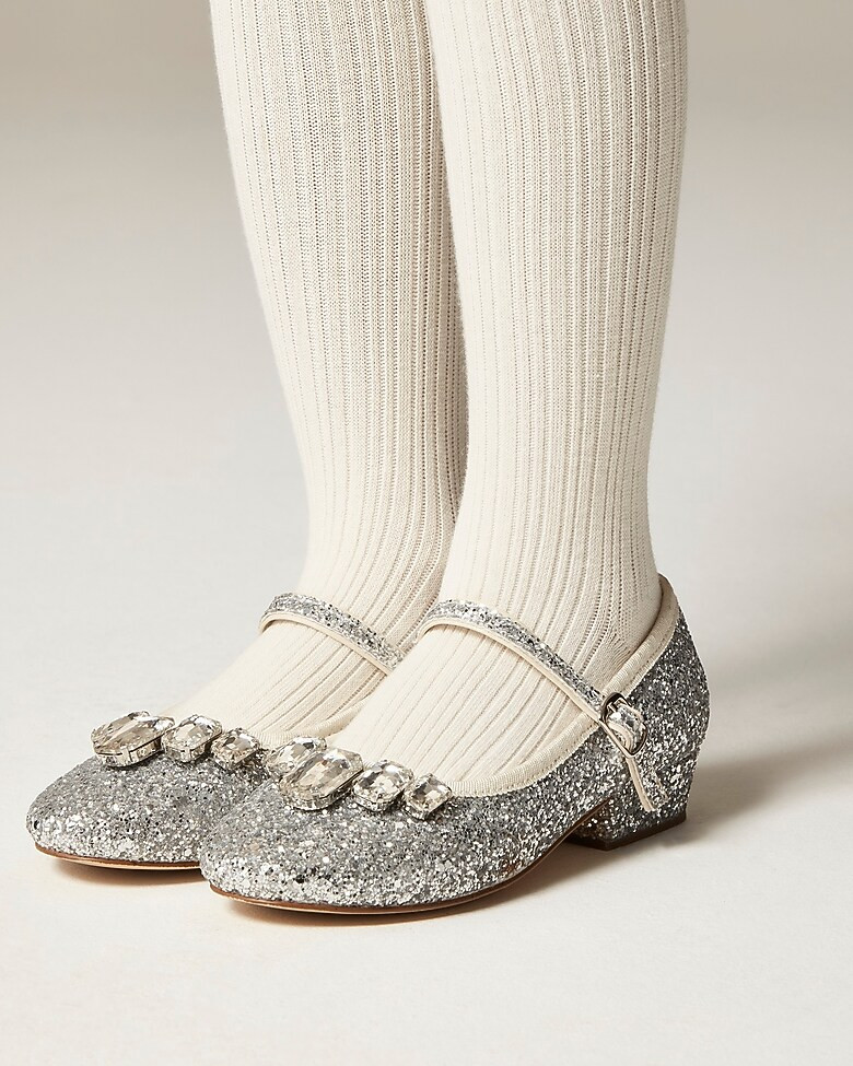 Girls' glitter-heel Mary Jane shoes | J. Crew US