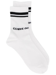 Comme Des Garçons logo-print striped-edge Socks | White | FARFETCH CA