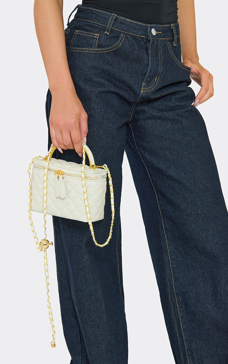 Julez Zip Detail Vanity Bag In White Quilted Faux Leather | EGO Shoes (US & Canada)