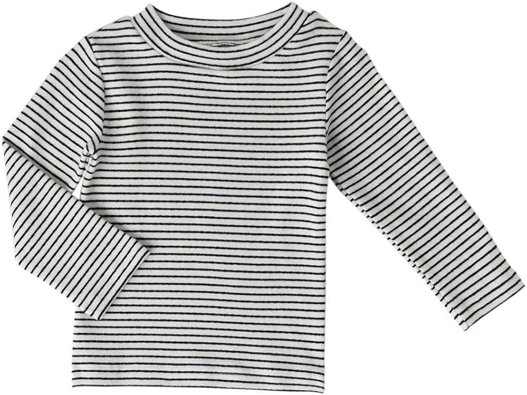 Baby Toddlers Long Sleeve Tee Little Kids Cotton Striped T-Shirt Crew Neck Tops | Amazon (US)