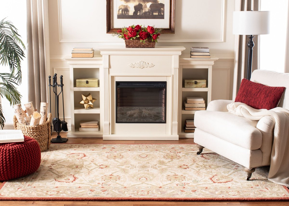 Anatolia AN-512 Ivory/Rust (E) Wool Hand-Tufted Area Rug | Rugs Direct