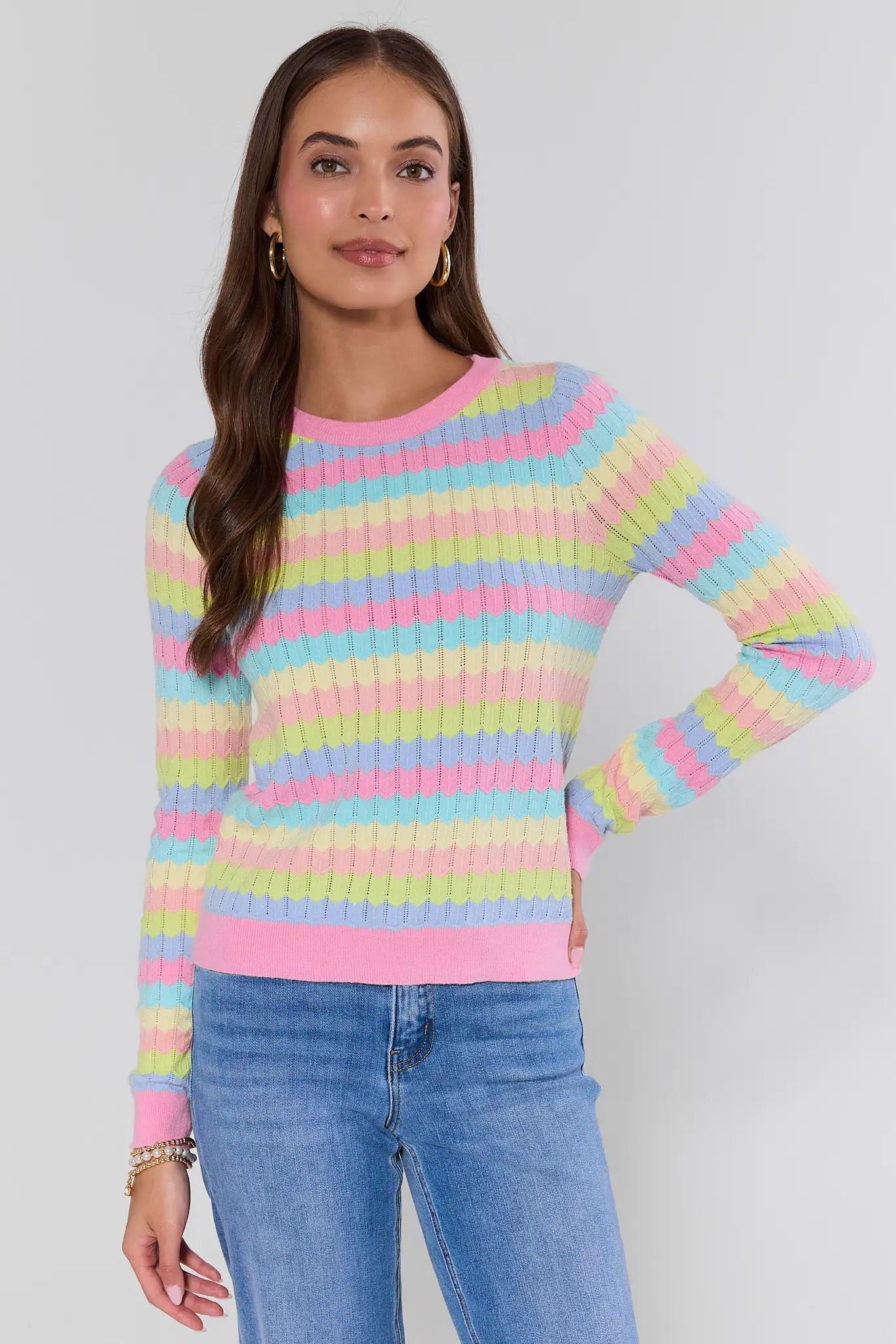 Mandy Pastel Striped Knit Sweater | Avara