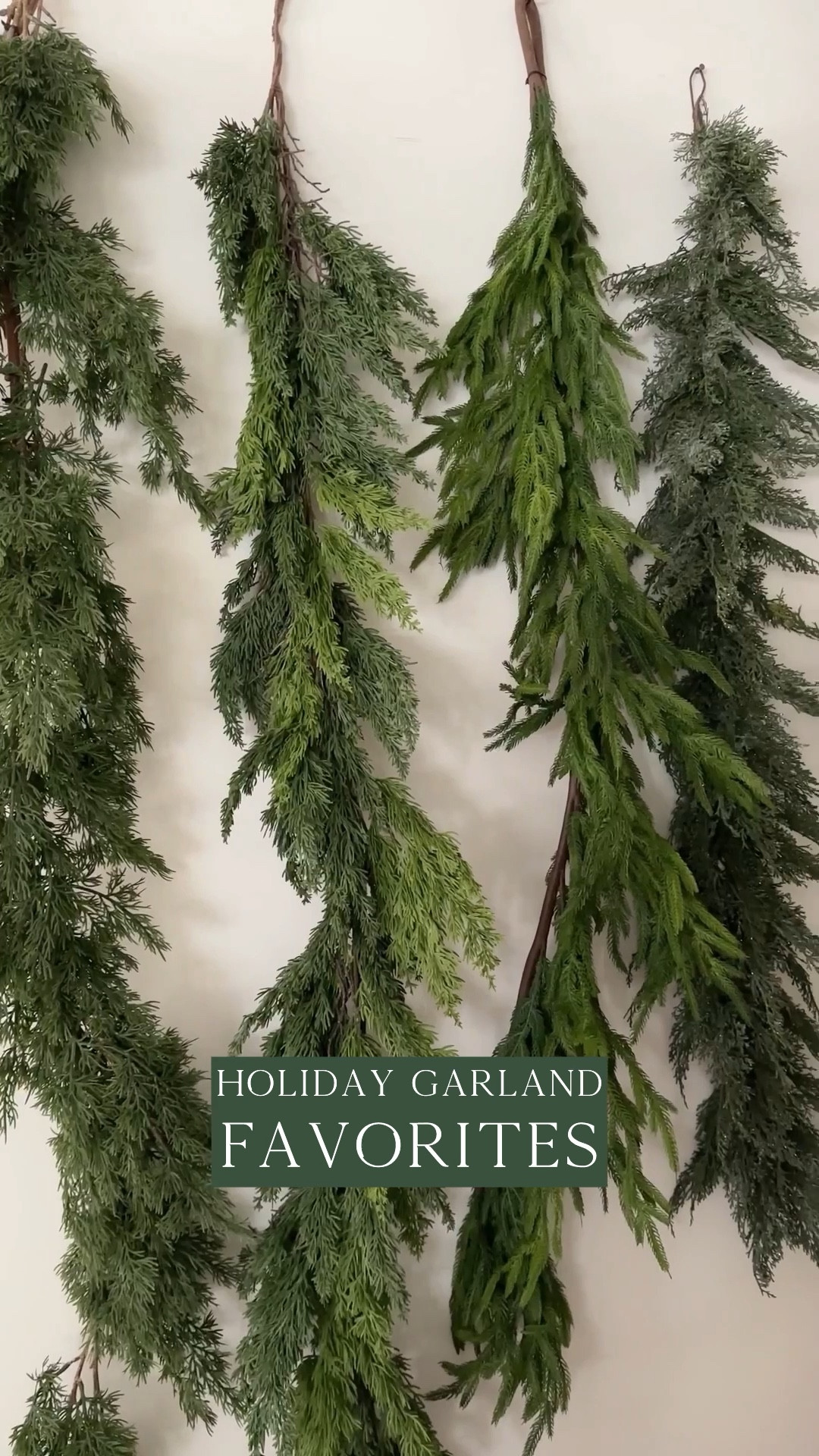 Holiday garland favorites! They’re all from different retailers and at different price points, so there’s something for everyone.  I’m really loving cedar garland this year, but I included everyone’s favorite Norfolk Pine here too. 

1. Afloral cedar garland. I’ve used this in my own home for years on mirrors and love the lush, full look. I think I’m going to mix it with the Amazon version (no. 2) on my mantel this year!
2. Amazon cedar garland. This is the green color, but there’s also a dark green version. It’s amazing quality, especially for the price. A good budget-friendly alternative to the Afloral option. (And a little longer, too!)
3. Norfolk Pine. Also by Afloral, but sold on Amazon as well. This is the garland you’ll see everywhere, and for good reason. It’s great, and well-priced, especially for the quality. I’ve used this on my mantel for three years now. Be prepared to need a few strands of it, though. 
4. West Elm glitter garland. A gorgeous, dark green option with a little sparkle. It’s pricey, though! 
5. Target cedar garland. The most budget-friendly option, and a great pick if you’re looking for something lighter (it’s not heavy at all!). Would be good to layer in with the other options too!

#LTKHoliday #LTKVideo #LTKHome