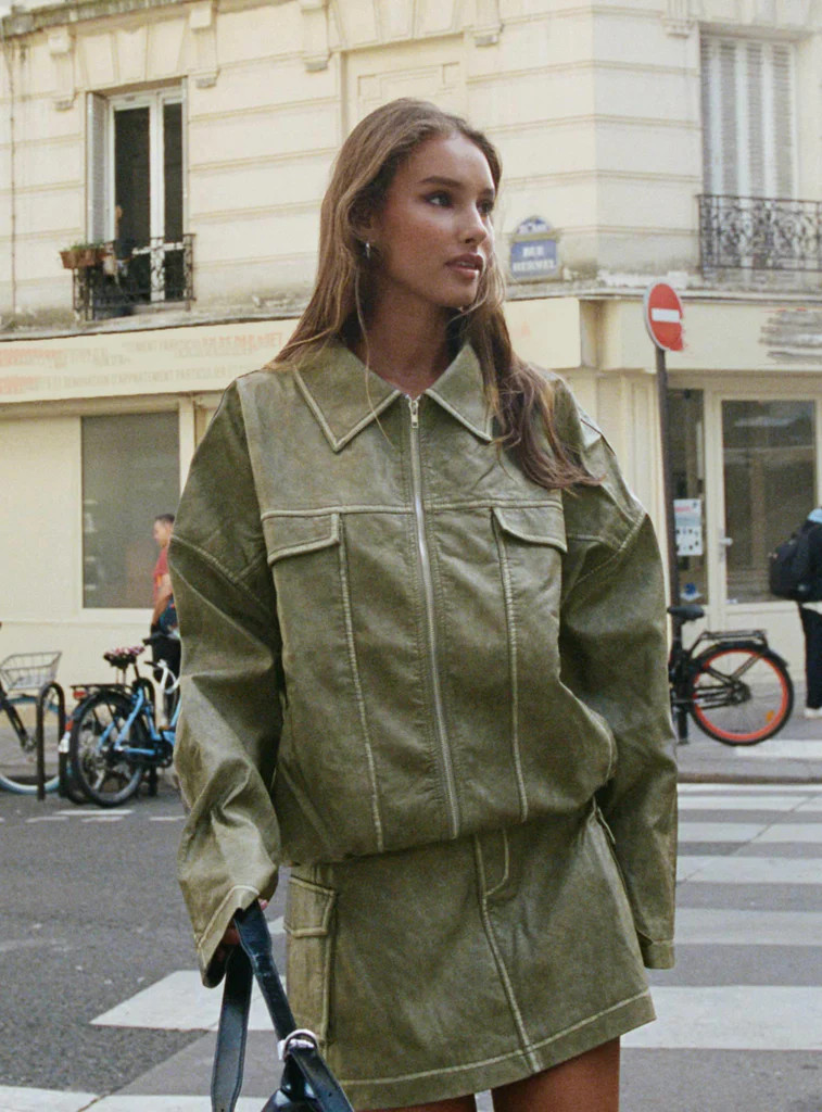 Tanza Faux Leather Mini Skirt Green | Princess Polly US