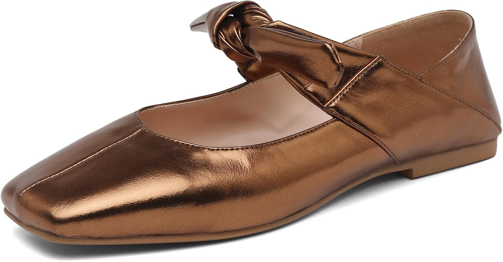 Silver Mary Jane for Women Ballet Flats for Women Square Toe Flats for Women | Amazon (US)