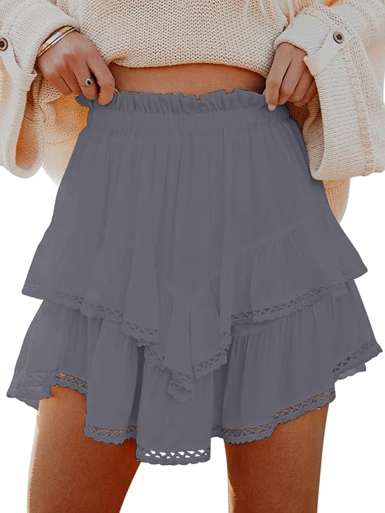 Aoudery Casual Boho Ruffle Tiered Skorts Flowy Shorts for Women High Waist Mini Skirts Golf Tenni... | Amazon (US)
