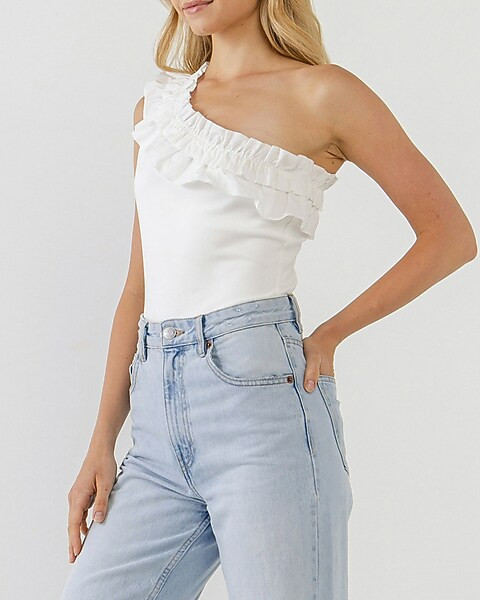 Endless Rose Ruffled Asymmetrical Bodysuit | Express