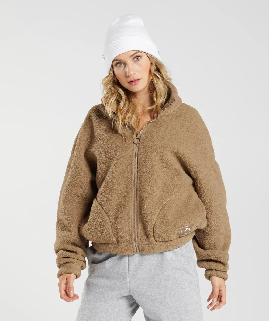 Gymshark Sherpa Jacket - Light Brown | Gymshark (Global)