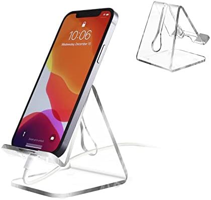 JINSHVEG Acrylic Cell Phone Stand, Office Phone Holder, Office Desk Accessories Clear Phone Stand... | Amazon (US)