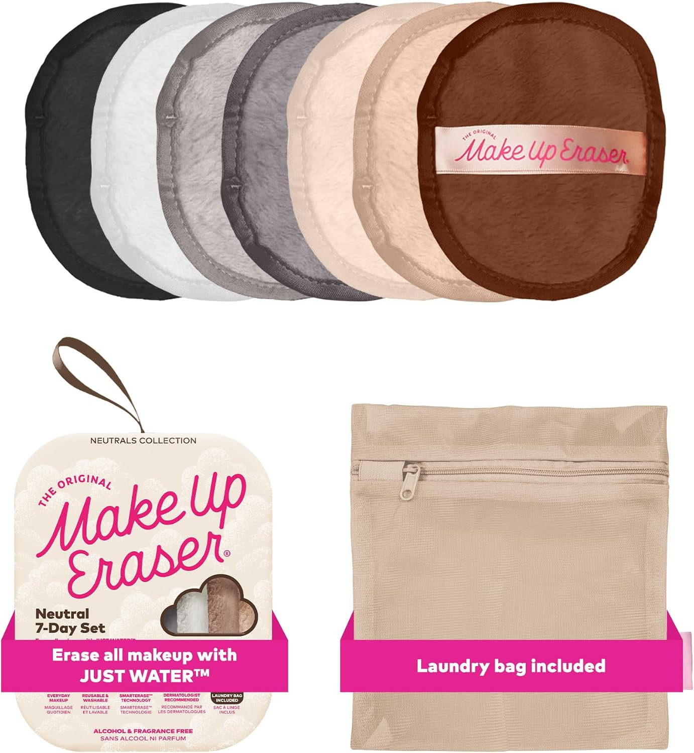 The Original MakeUp Eraser 7-Day Set, Erase All Makeup With Just Water, Including Waterproof Mascara, Eyeliner, Foundation, Lipstick, Sunscreen, and More! Neutrals, 7ct. | Amazon (US)