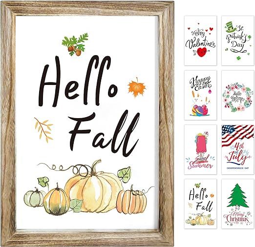 Farmhouse Wall Decor Sign With 8 Interchangeable Seasonal Sayings For holiday/Home Decor signs-su... | Amazon (US)