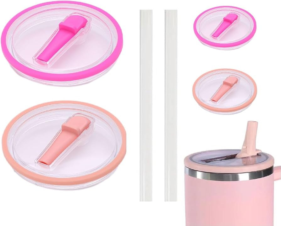 2 PCS 40 oz Replaceble Tumbler Flip Straw Lid for Stanley Cup With straw，Reusable Tumbler Cover... | Amazon (US)