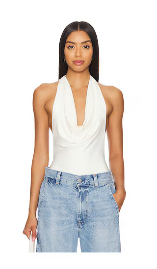 Cowl Neck Bodysuit in Antique White | Revolve Clothing (Global)
