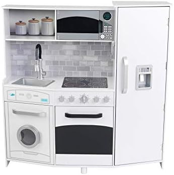 KidKraft Large Wooden Play Kitchen with Lights & Sounds, Icemaker, Play Phone, White, Gift for Ag... | Amazon (US)