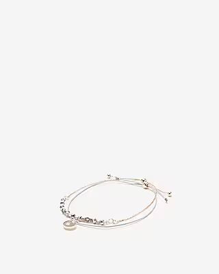 Express Womens Faceted Metal Pull-Cord Bracelet Gray Women's  Gray | Express