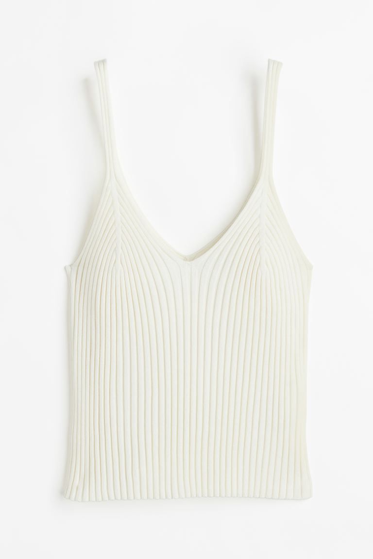 Trägertop in Rippstrick - Weiß - Ladies | H&M AT | H&M (DE, AT, CH, NL, FI)