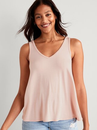 Sleeveless Luxe V-Neck Swing T-Shirt for Women | Old Navy (US)