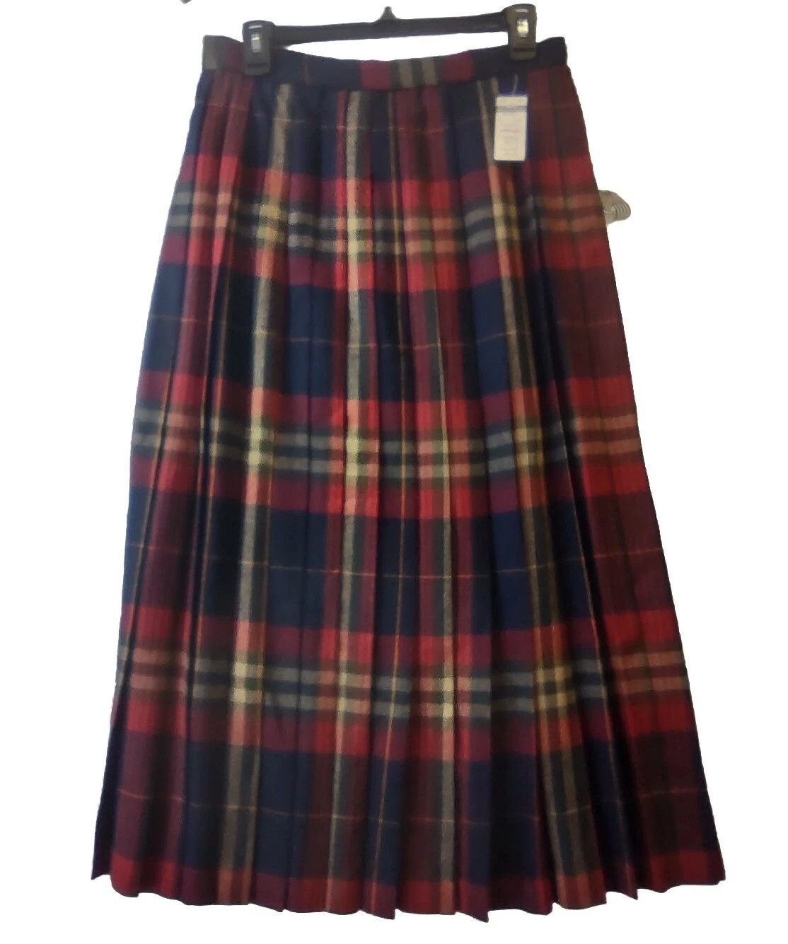 Vintage Evan Picone Pleated Skirt 12 Red Blue Plaid Tartan Wool ILGWU US Made  | eBay | eBay US