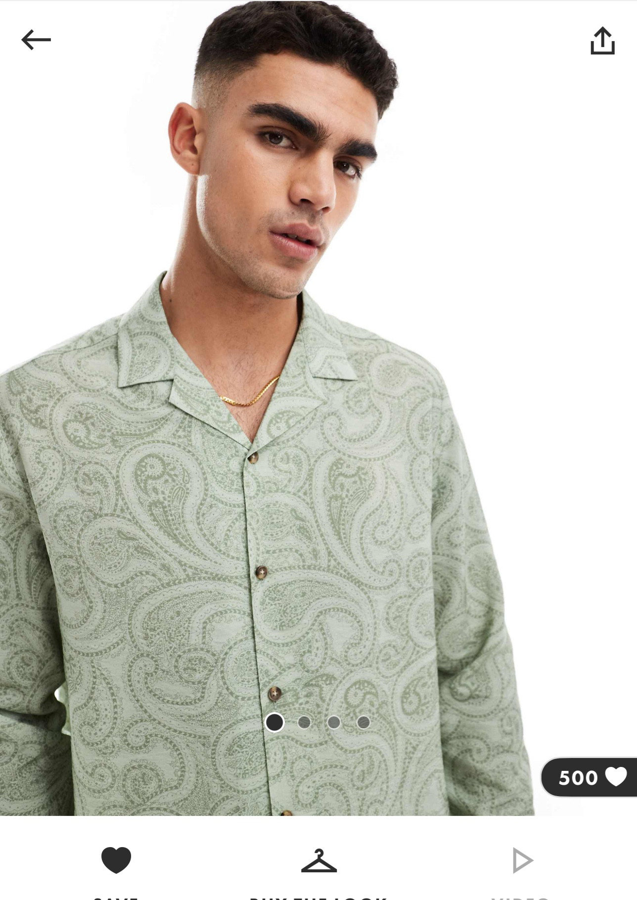 ASOS DESIGN boxy relaxed revere shirt with paisley print in sage

#LTKeurope #LTKuk #LTKmens