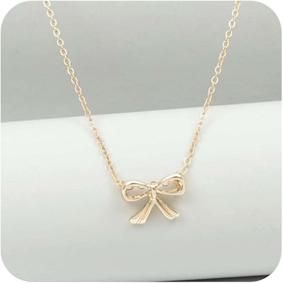 Bow Necklace for Women,Dainty Cute Small Tiny Bow Pendant Choker Chain Necklace Trendy Necklaces ... | Amazon (US)