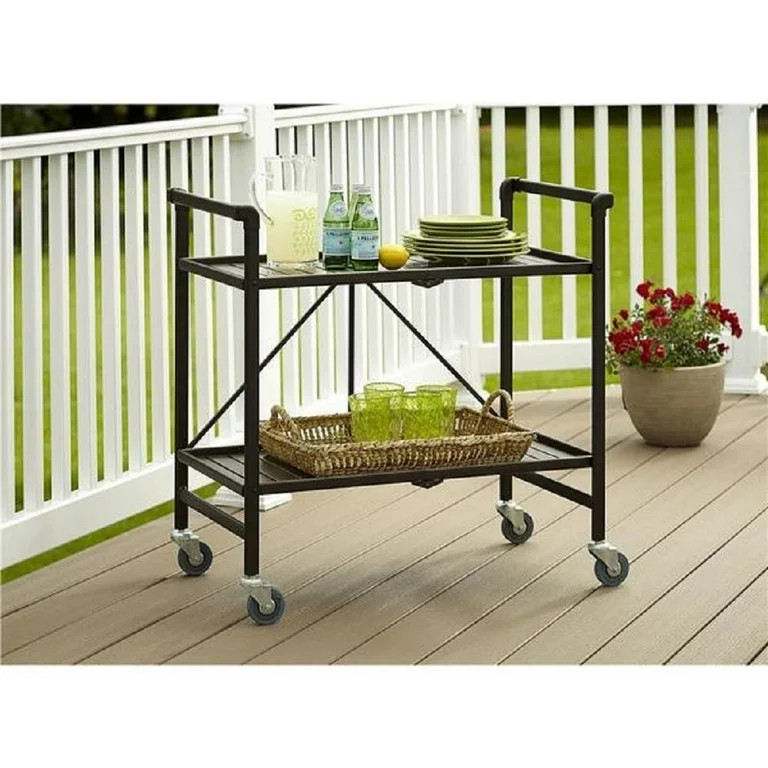 Serving Cart for Dining Room Outdoor Folding Rolling Wheels Serving Cart Bar wheels Portable Trol... | Walmart (US)