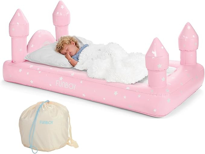 FUNBOY Kids Pink Castle Sleepover Travel Bed & Air Mattress. Perfect for Sleepovers. Includes Car... | Amazon (US)