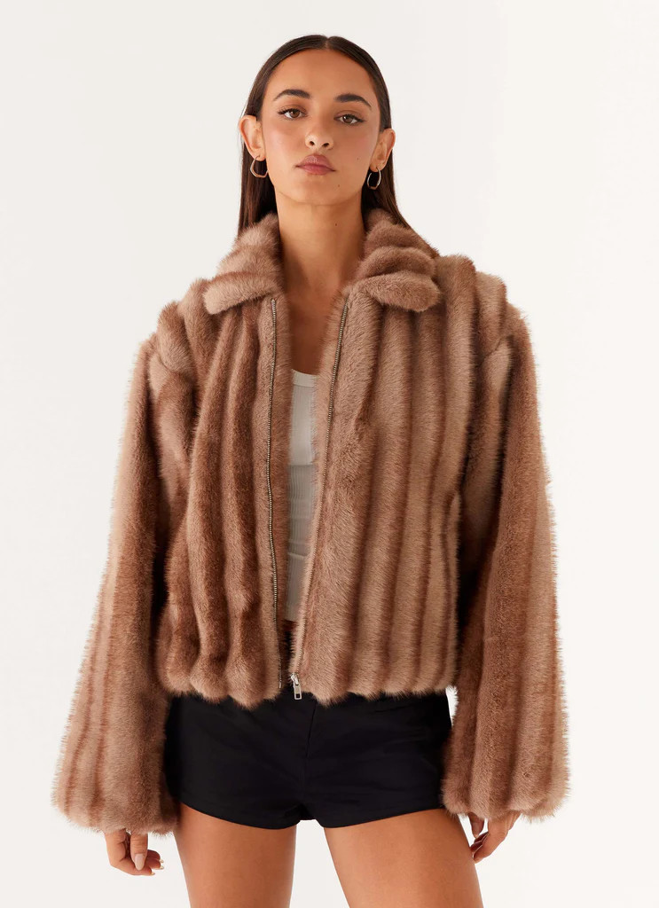 Naylor Faux Fur Jacket - Brown | Peppermayo (Global)