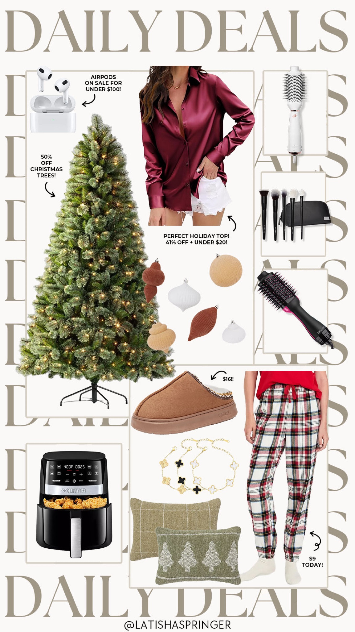 Daily deals! 

#dailydeals

Target deals. Walmart deals. Plaid holiday joggers. Target Christmas tree. Target ornaments. Amazon deals. Amazon satin button down top. Ulta holiday deals. Christmas pillow. Christmas home decor. Holiday home decor  

#LTKFindsUnder100 #LTKSaleAlert #LTKHoliday