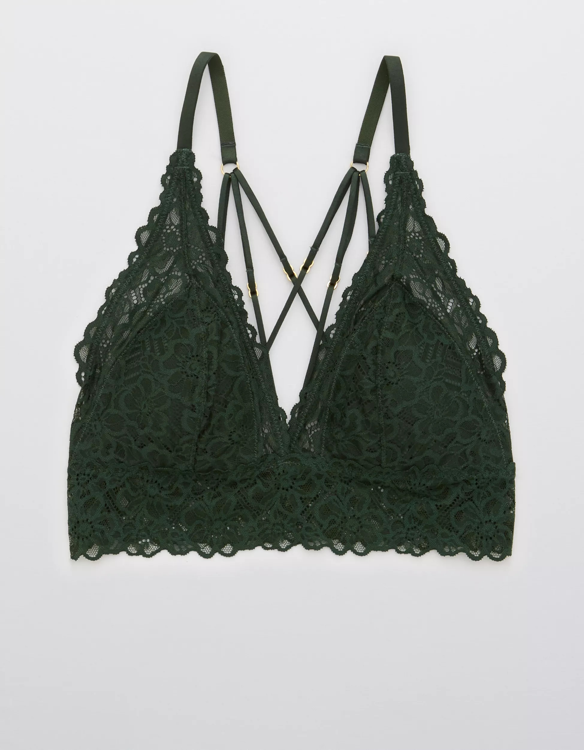 Aerie Tinsel Lace Padded Plunge Bralette | American Eagle Outfitters (US & CA)