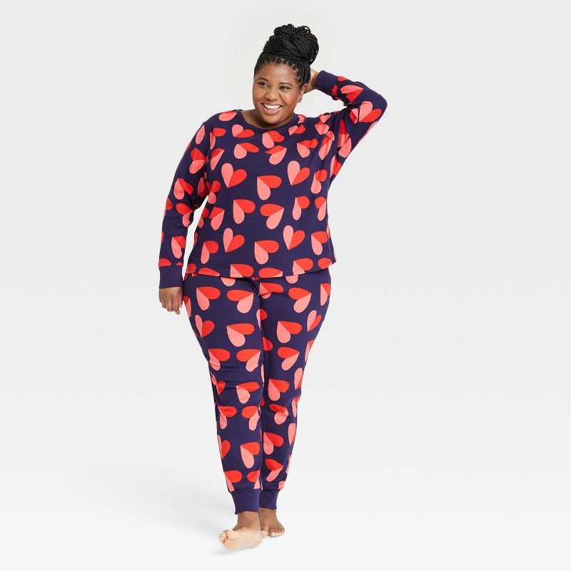 Women's Valentine's Day Hearts Matching Family Pajama Set - Navy | Target