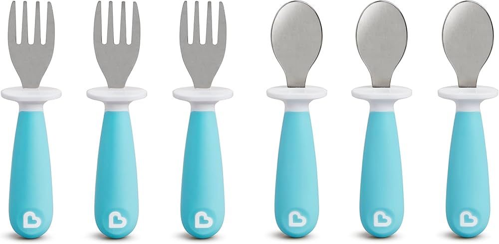 Munchkin® Raise™ Toddler Fork and Spoon Utensil Set, 6 Pack, Blue | Amazon (US)