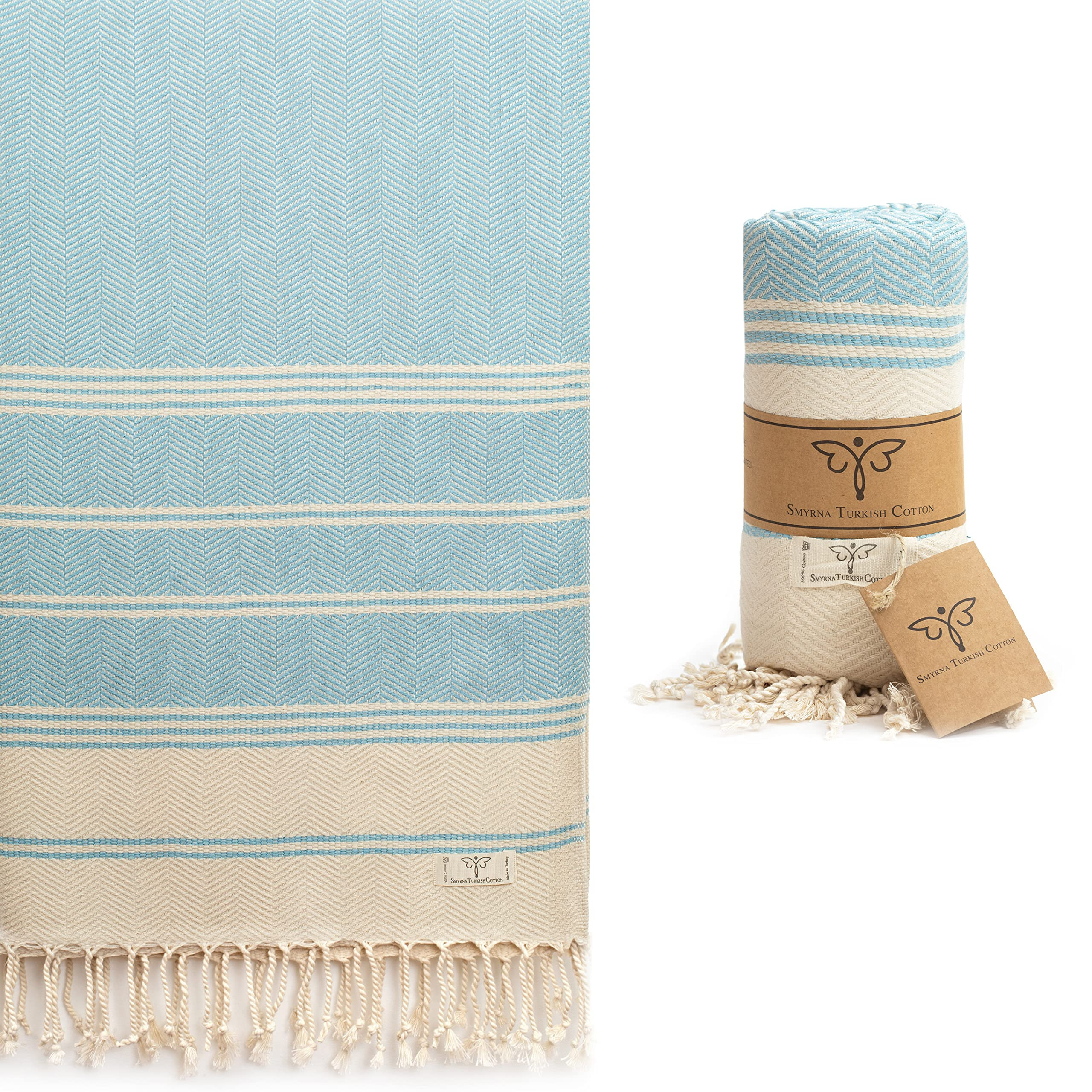 Smyrna Aegean Series Original Turkish Beach Towel | 100% Cotton, Prewashed, 37 x 71 Inches | Peshtem | Amazon (US)