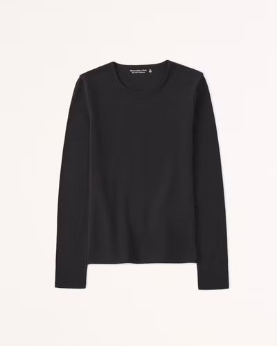 Long-Sleeve Tuckable Cotton Seamless Crew Top | Abercrombie & Fitch (US)