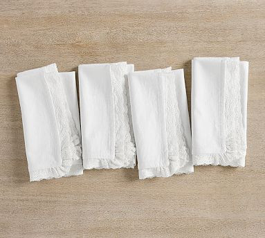LoveShackFancy Ruffle Crochet Napkins - Set of 4 | Pottery Barn (US)