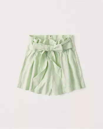 Tie-Waist Linen-Blend Shorts | Abercrombie & Fitch (US)