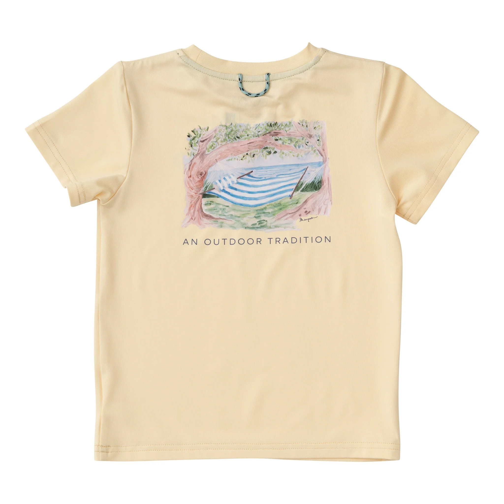 Pro Performance Yellow Fishing Tee with Beach Hammock Art | PRODOH