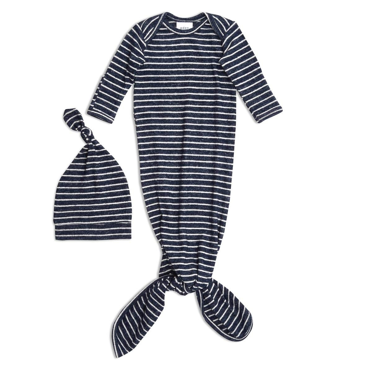 aden + anais Snuggle Knit Knotted Newborn Baby Gown & Hat, Navy | Amazon (US)