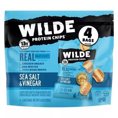 WILDE 13g Protein Chips - Sea Salt & Vinegar - 4ct: 5.36 Oz Net Weight, Ready to Eat | Target