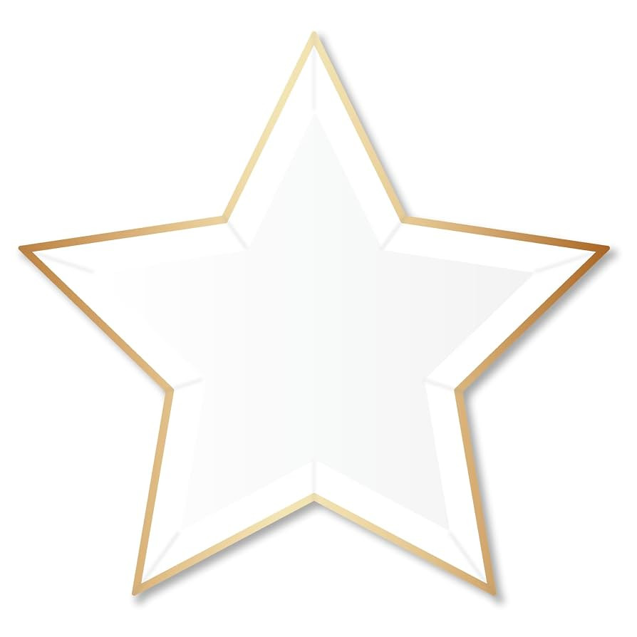 Bonjour Fête Blanc White Star Large Paper Party Plates | Gold Foil | Sturdy Disposable Plates fo... | Amazon (US)
