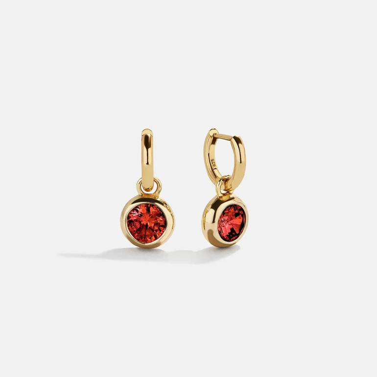 18K Gold Birthstone Drop Earrings - Garnet | BaubleBar